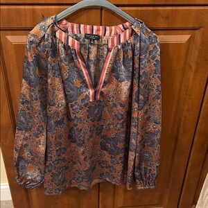 Current Air Floral Blouse - Navy and Rust